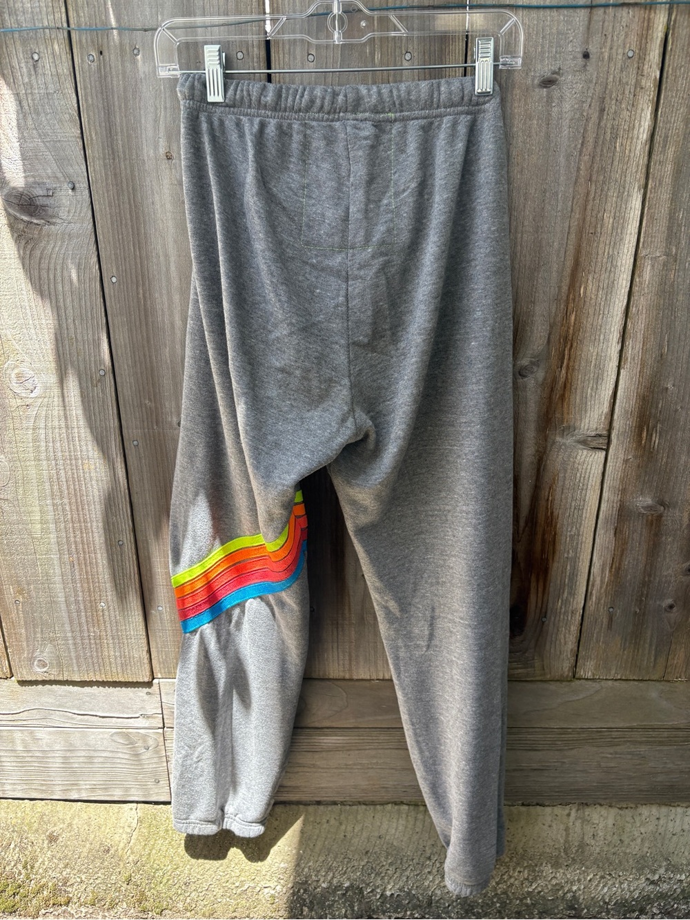 Aviator Nation Gray Joggers with Neon Rainbow Side Stripe - Picture 10 of 10